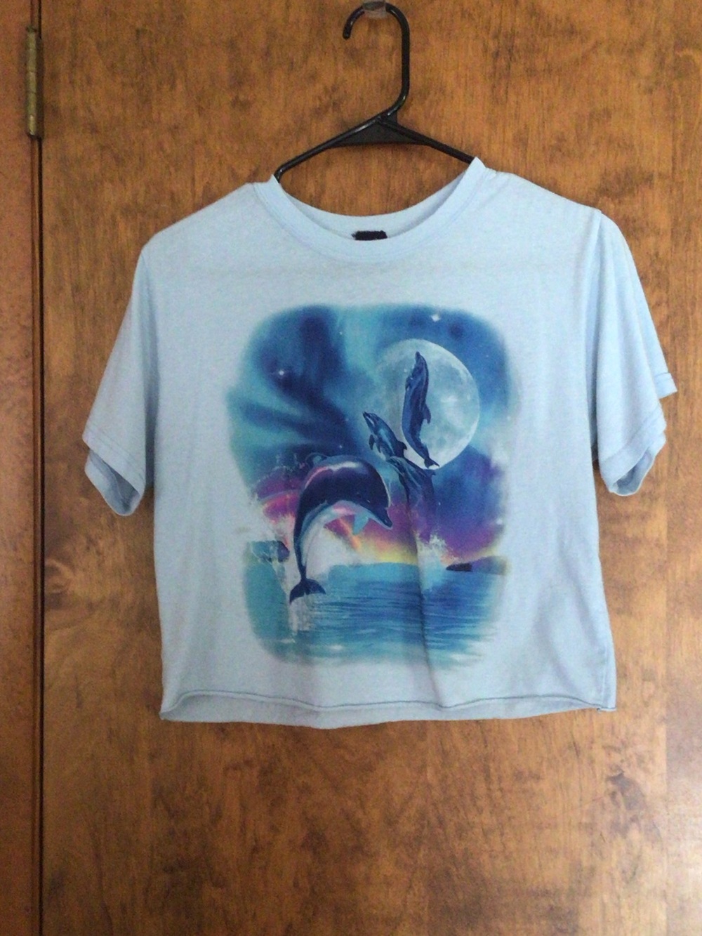 Kids Light Blue Dolphin Graphic Short Sleeve Tee